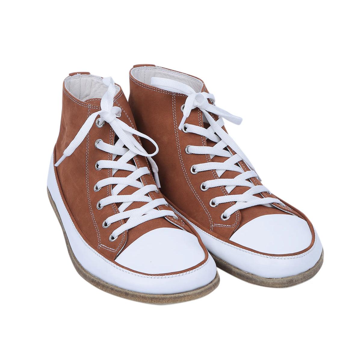 Nubuck Barefoot Long Boots Converse Shoes – Classic Sole — Leather Sole – Tan