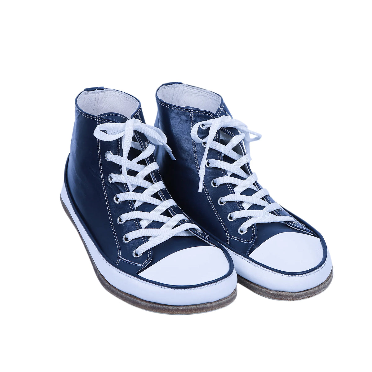 Smooth Barefoot Long Boots Converse Shoes – Classic Sole — Leather Sole – Navy Blue