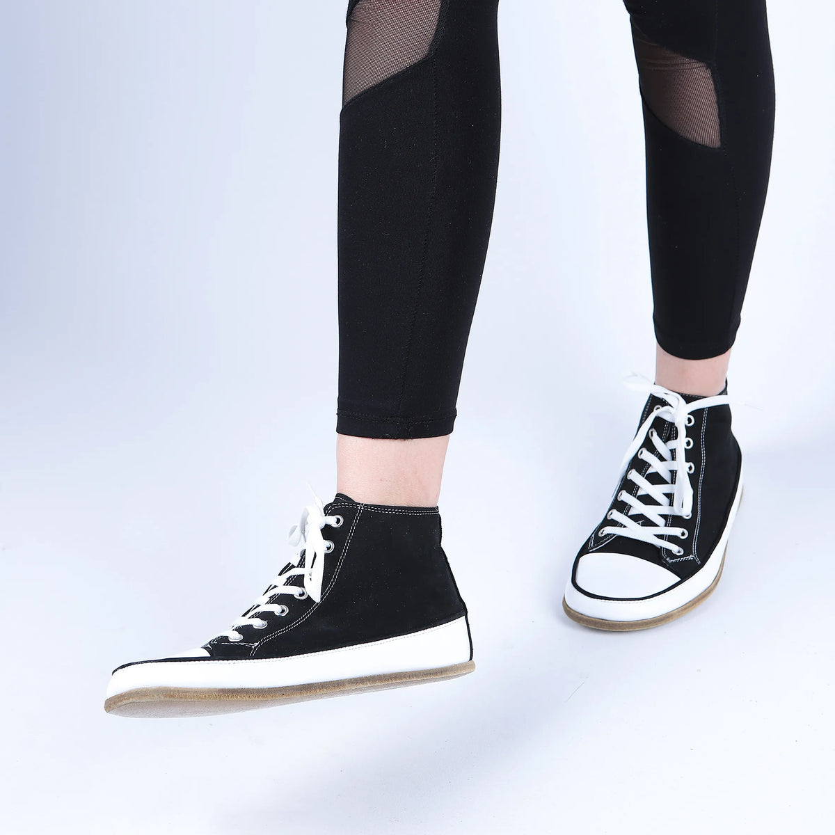 Nubuck Barefoot Long Boots Converse Shoes – Classic Sole — Leather Sole – Black