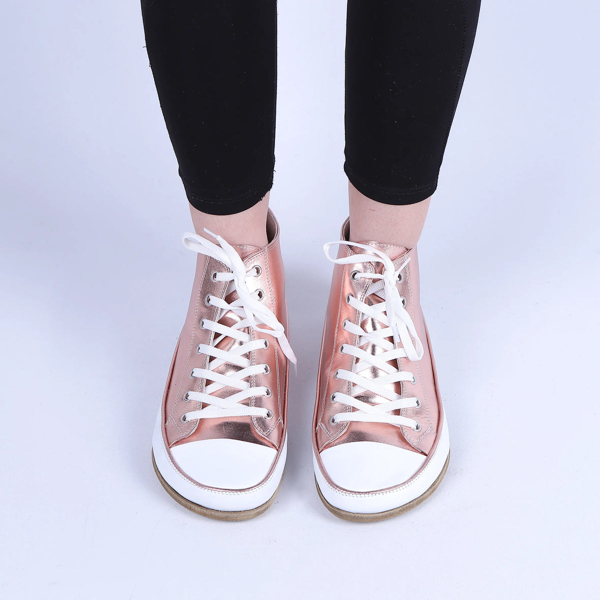 Bright Barefoot Long Boots Converse Shoes – Classic Sole — Leather Sole – Rose Gold
