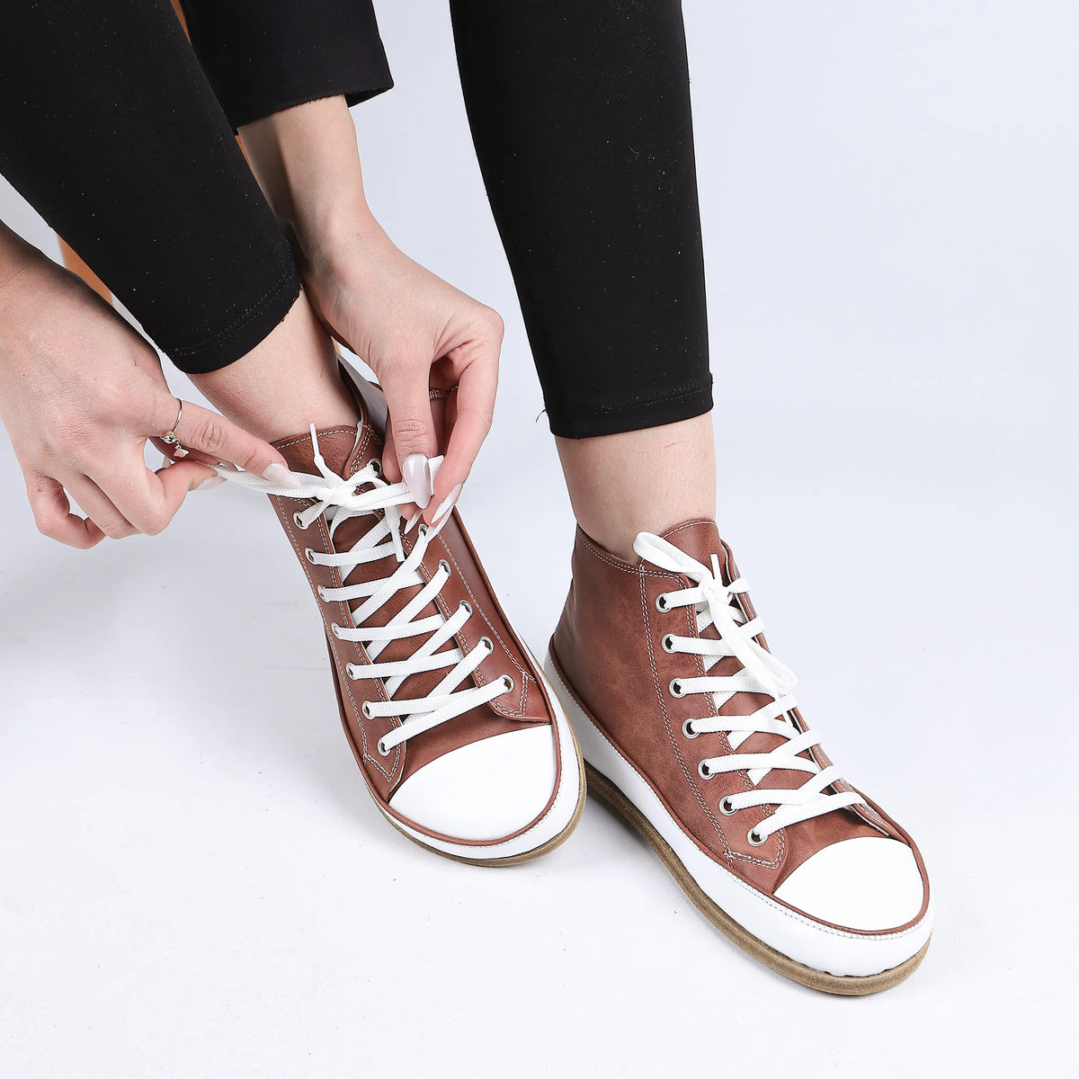 Crazy Barefoot Long Boots Converse Shoes – Classic Sole — Leather Sole – Brown