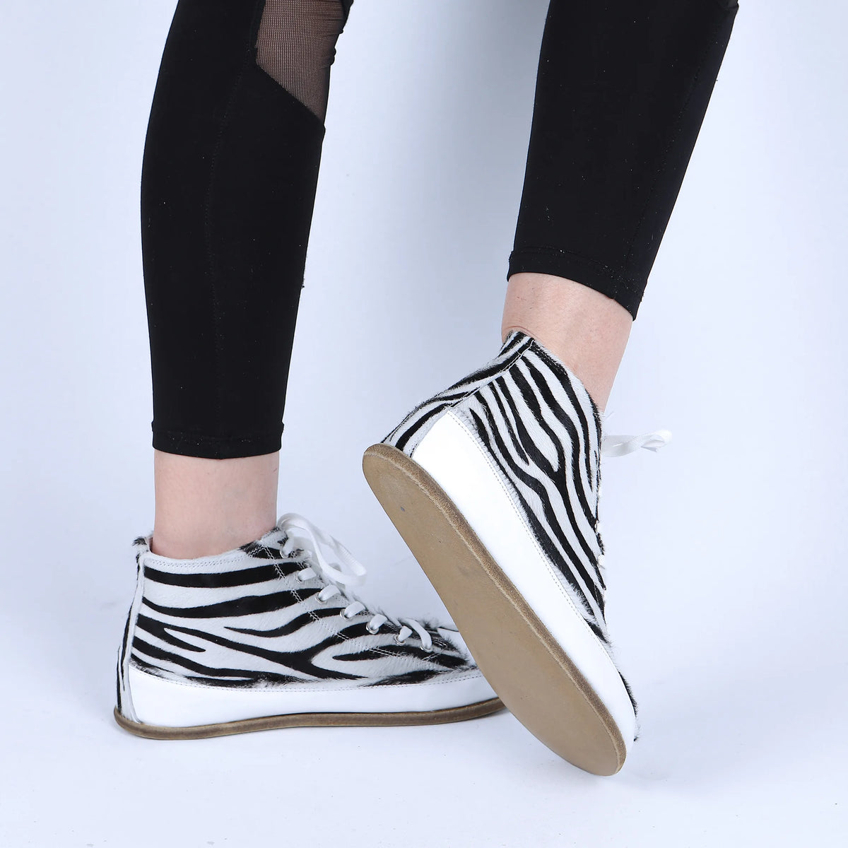 Hair Barefoot Long Boots Converse Shoes – Classic Sole — Leather Sole – Zebra