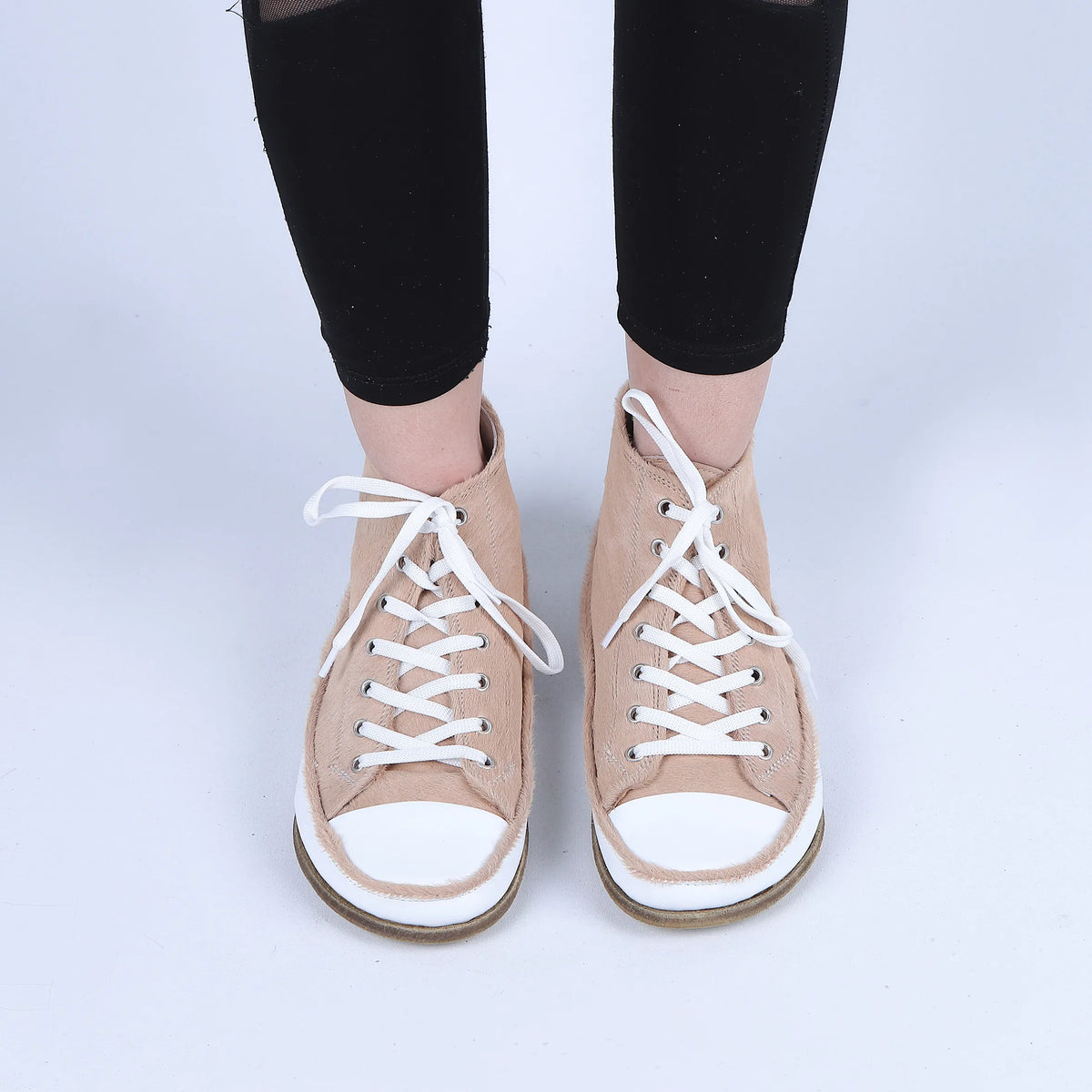 Hair Barefoot Long Boots Converse Shoes – Classic Sole — Leather Sole – Beige