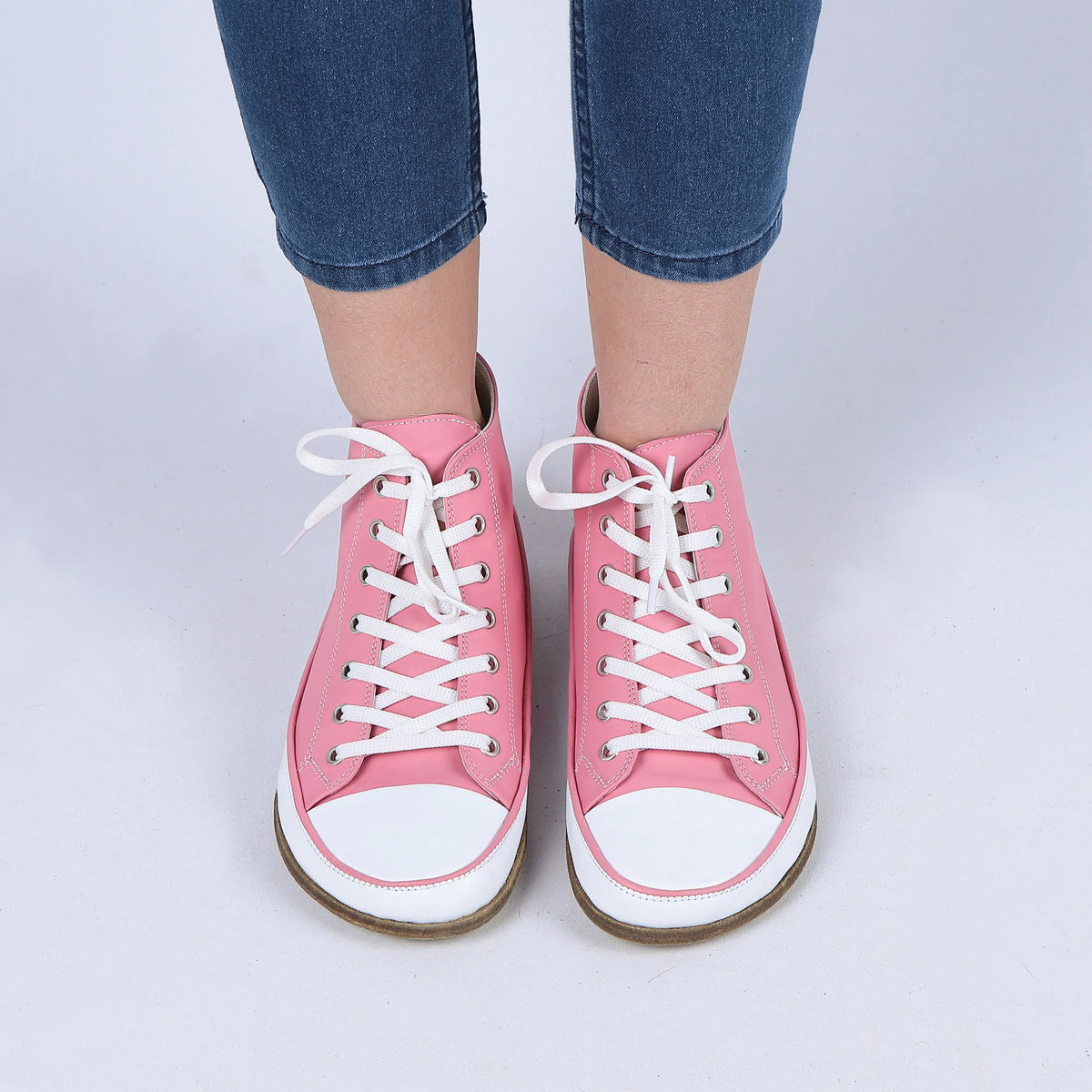 Smooth Barefoot Long Boots Converse Shoes – Classic Sole — Leather Sole – Pink