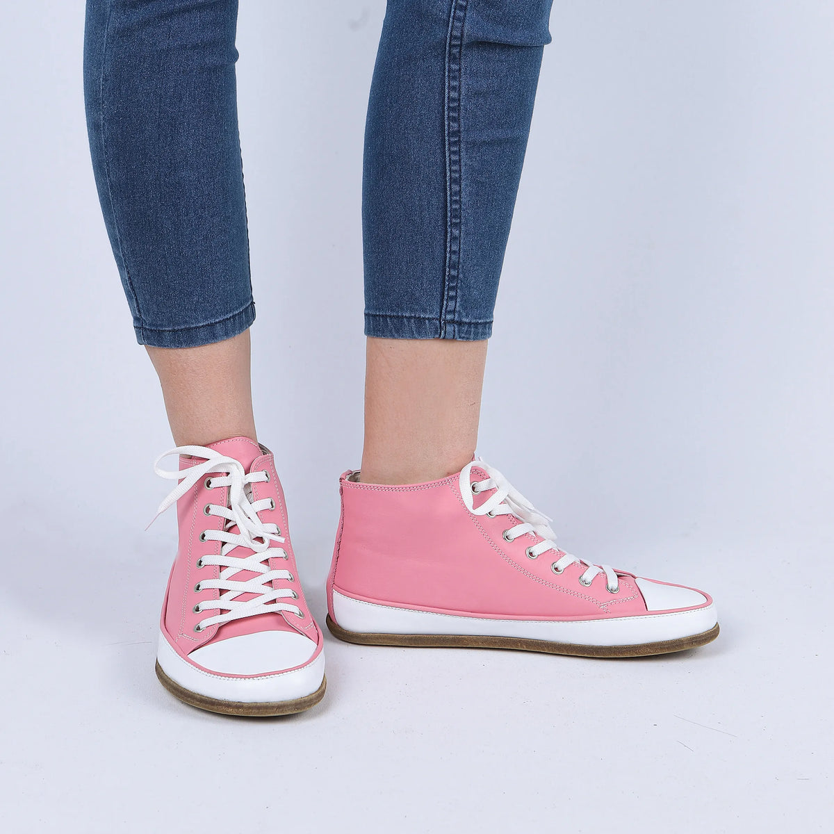 Smooth Barefoot Long Boots Converse Shoes – Classic Sole — Leather Sole – Pink