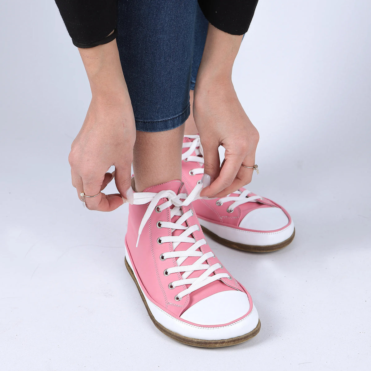 Smooth Barefoot Long Boots Converse Shoes – Classic Sole — Leather Sole – Pink