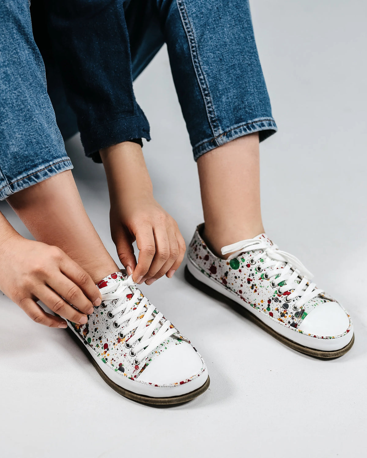 Splanter Barefoot Converse Shoes – Classic Sole — Leather Sole – White