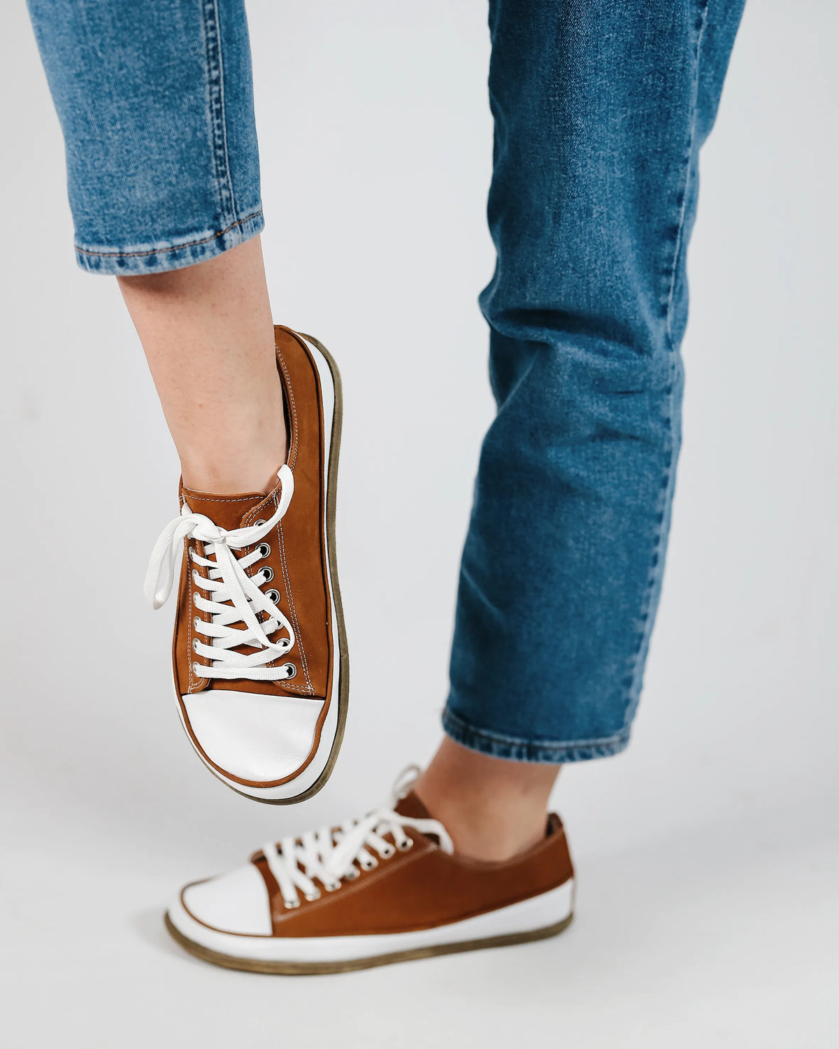 Nubuck Barefoot Converse Shoes – Classic Sole — Leather Sole – Tan