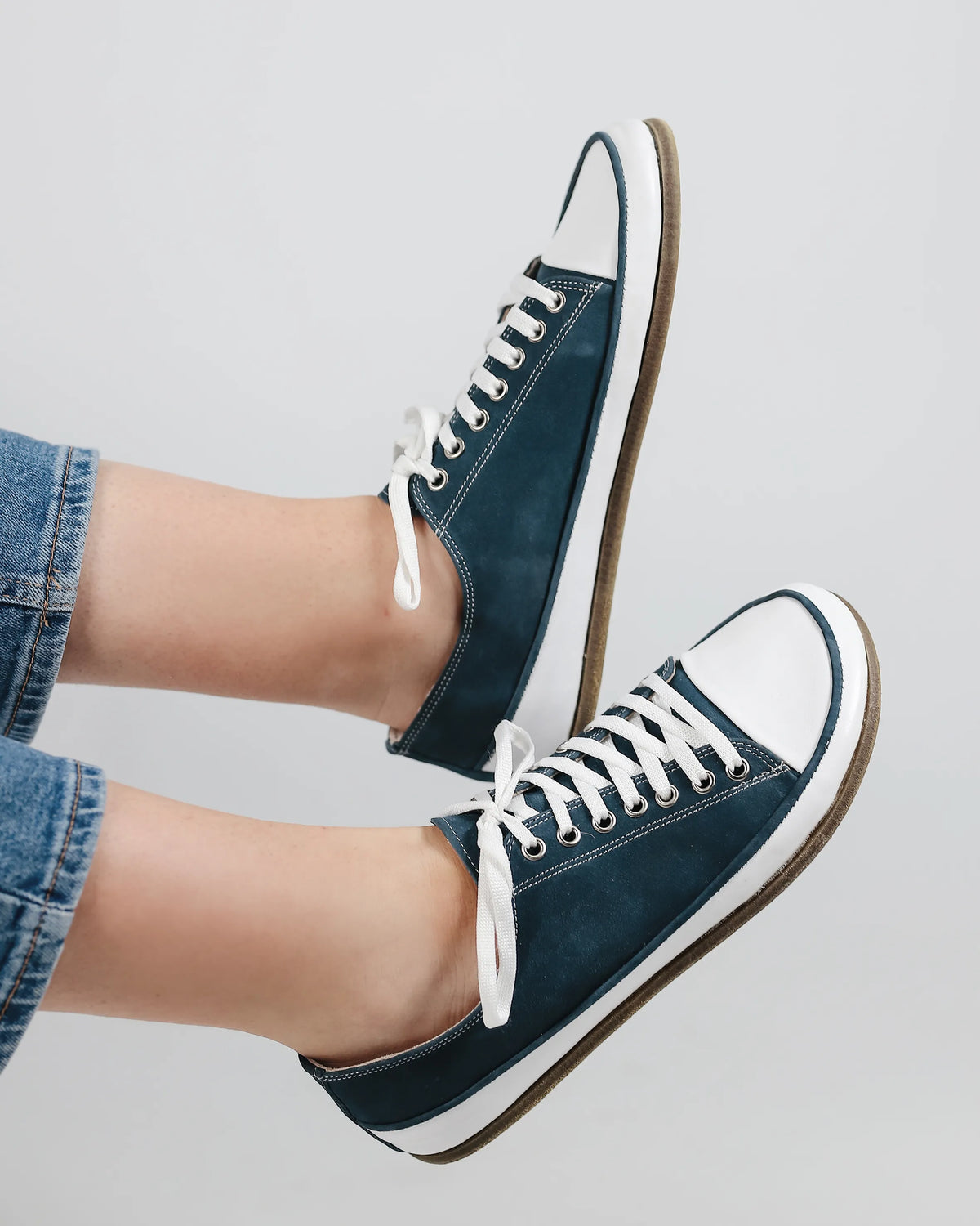 Nubuck Barefoot Converse Shoes – Classic Sole — Leather Sole – Jeans