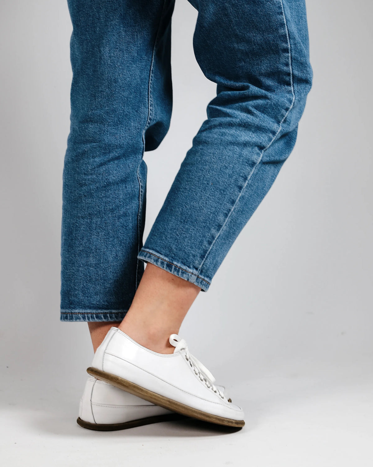 Smooth Barefoot Converse Shoes – Classic Sole — Leather Sole – Full White