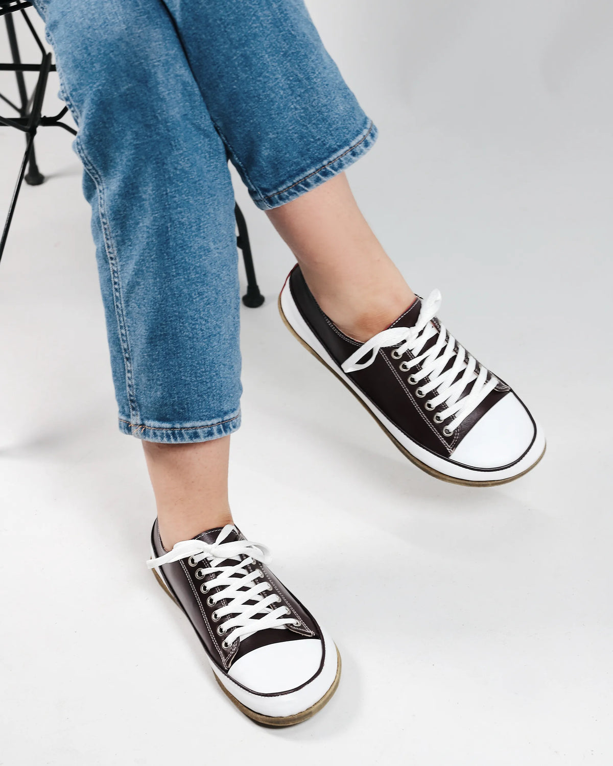 Smooth Barefoot Converse Shoes – Classic Sole — Leather Sole – Burgundy