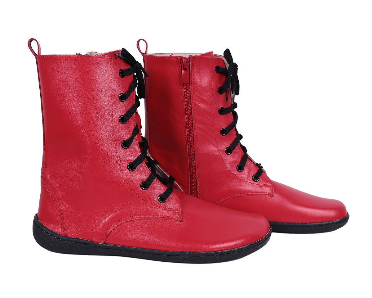 Smooth Barefoot Long Boots Shoes – 6mm Rubber Sole – Red