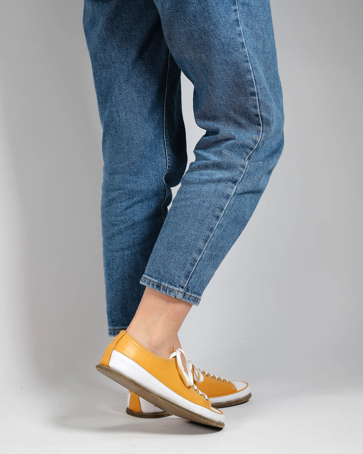 Smooth Barefoot Converse Shoes – Classic Sole — Leather Sole – Mustard