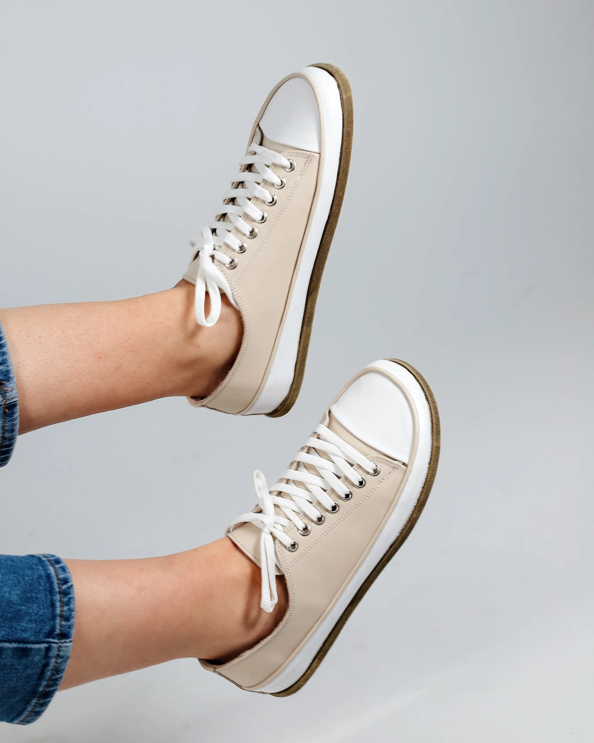Smooth Barefoot Converse Shoes – Classic Sole — Leather Sole – Cream