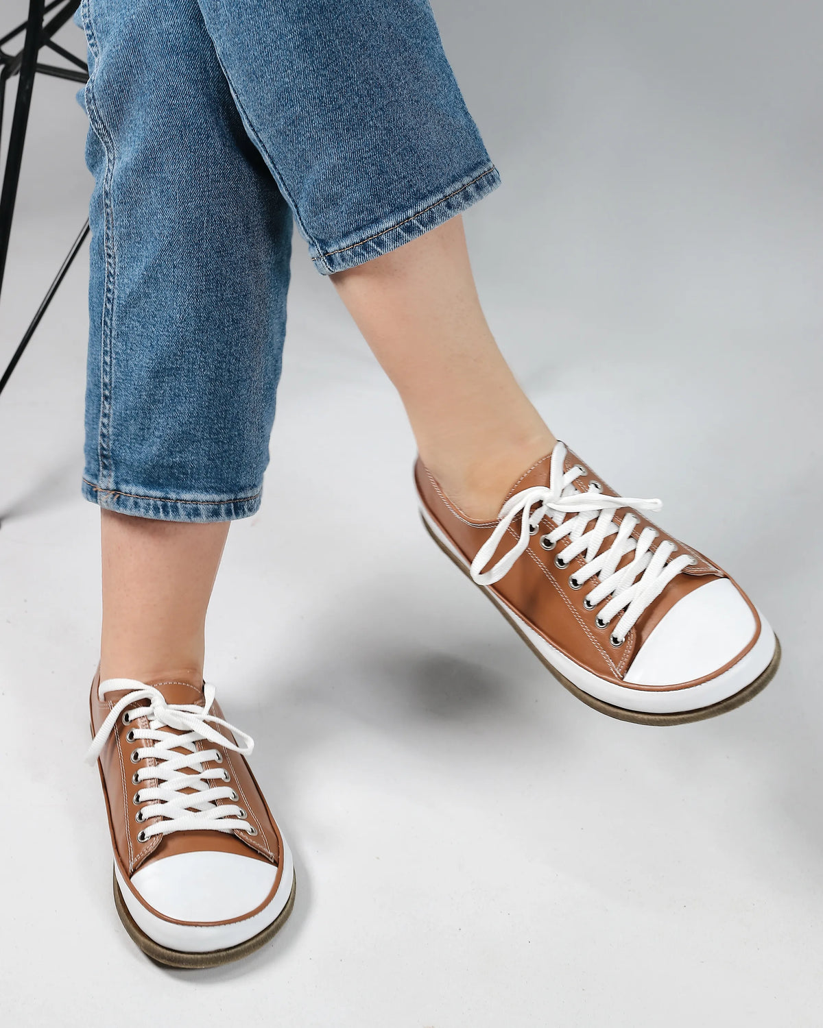 Smooth Barefoot Converse Shoes – Classic Sole — Leather Sole – Tan