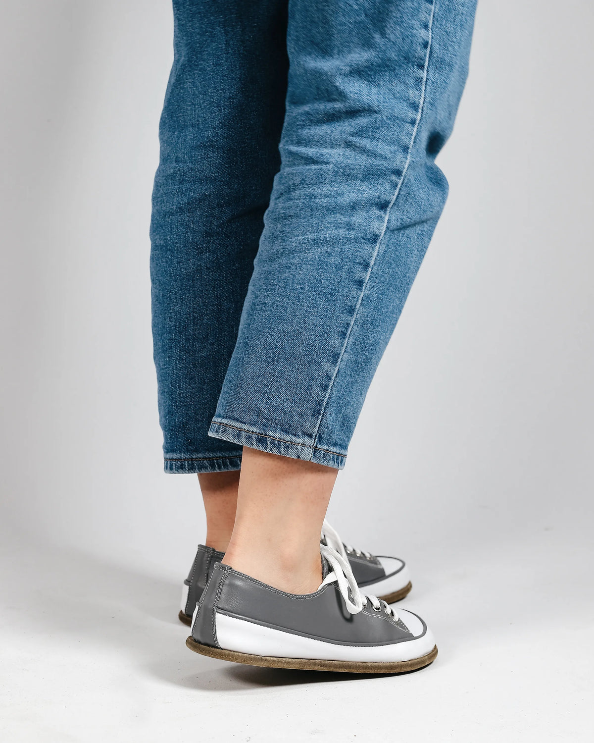 Smooth Barefoot Converse Shoes – Classic Sole — Leather Sole – Gray