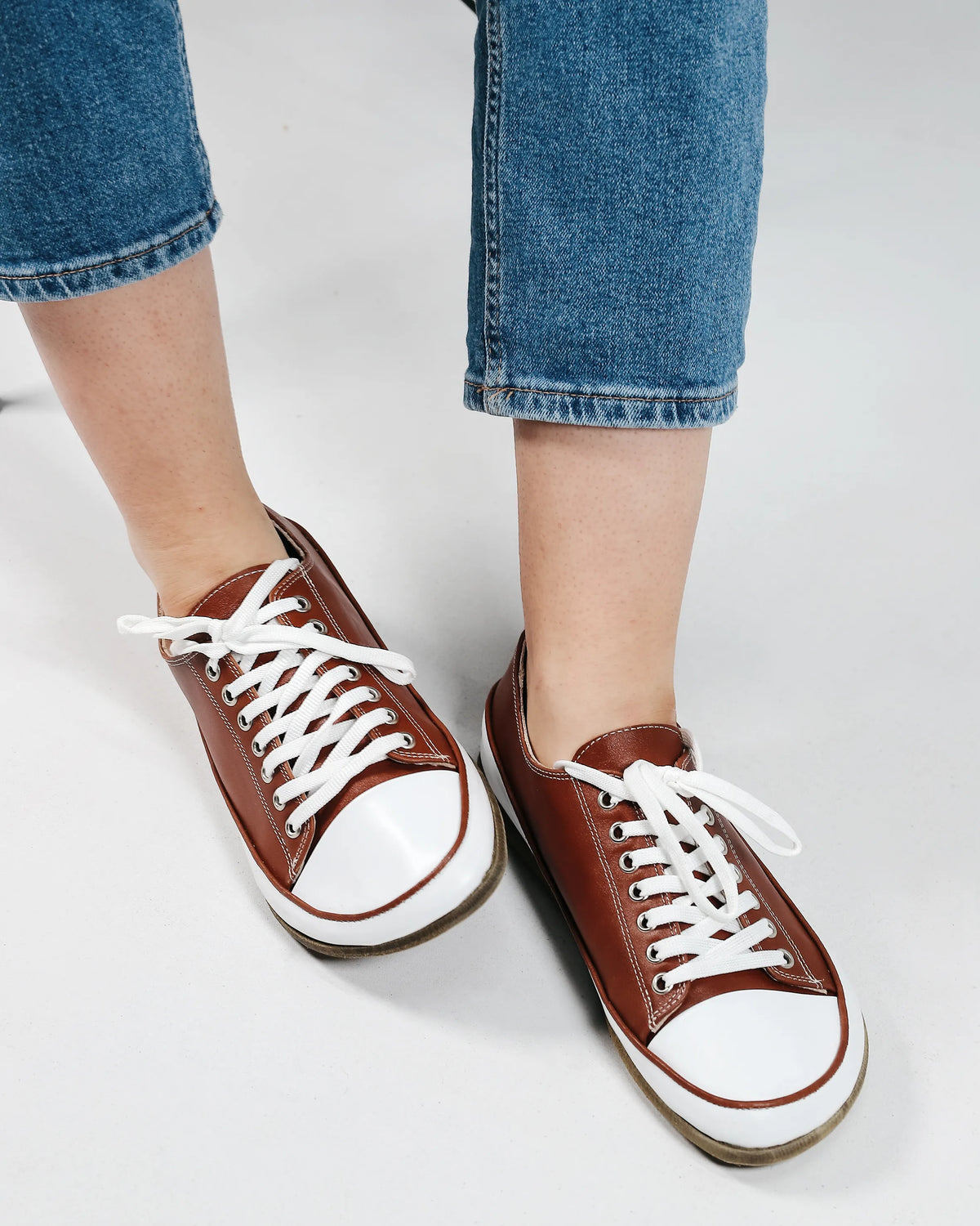 Smooth Barefoot Converse Shoes – Classic Sole — Leather Sole – Brown