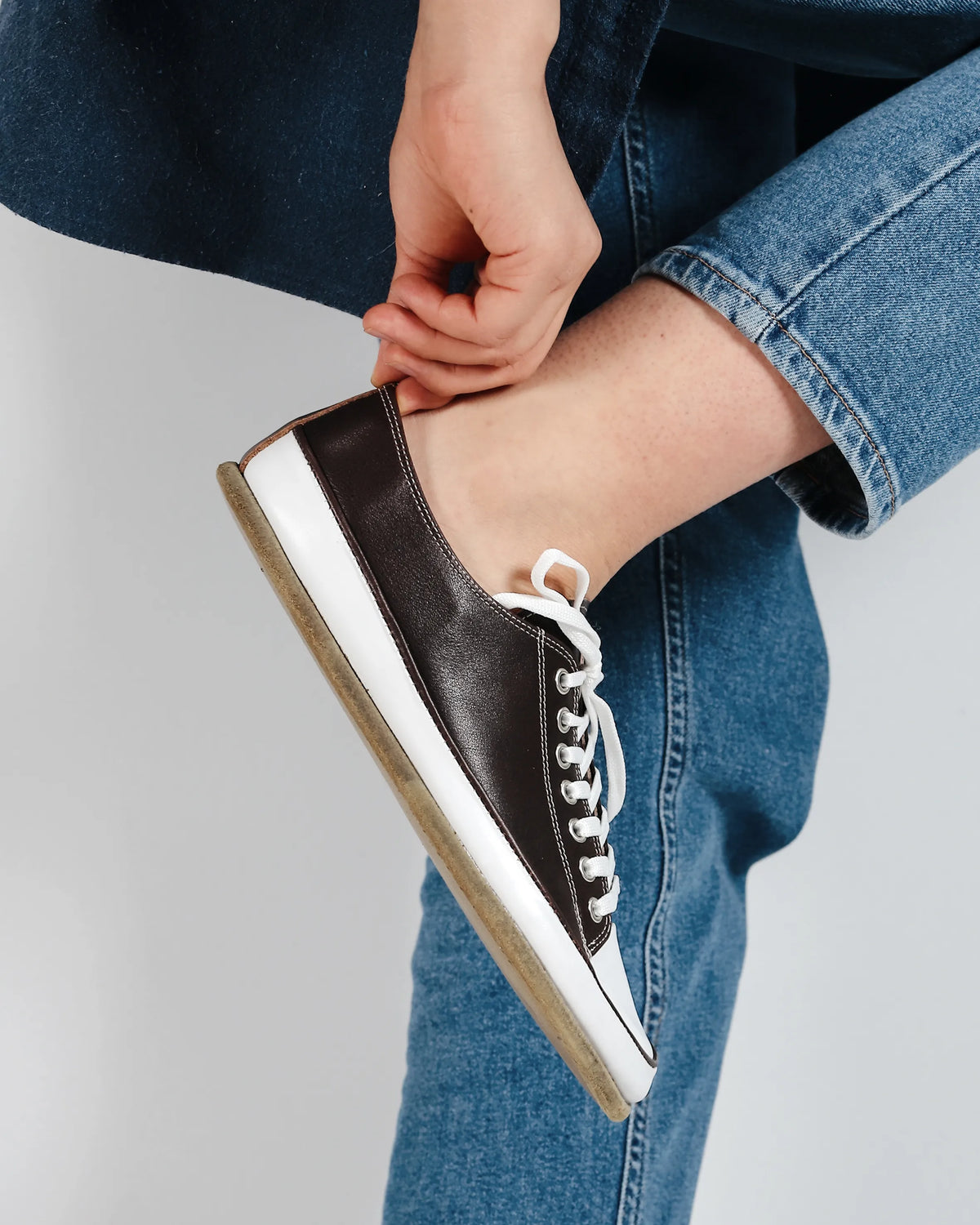 Smooth Barefoot Converse Shoes – Classic Sole — Leather Sole – Dark Brown