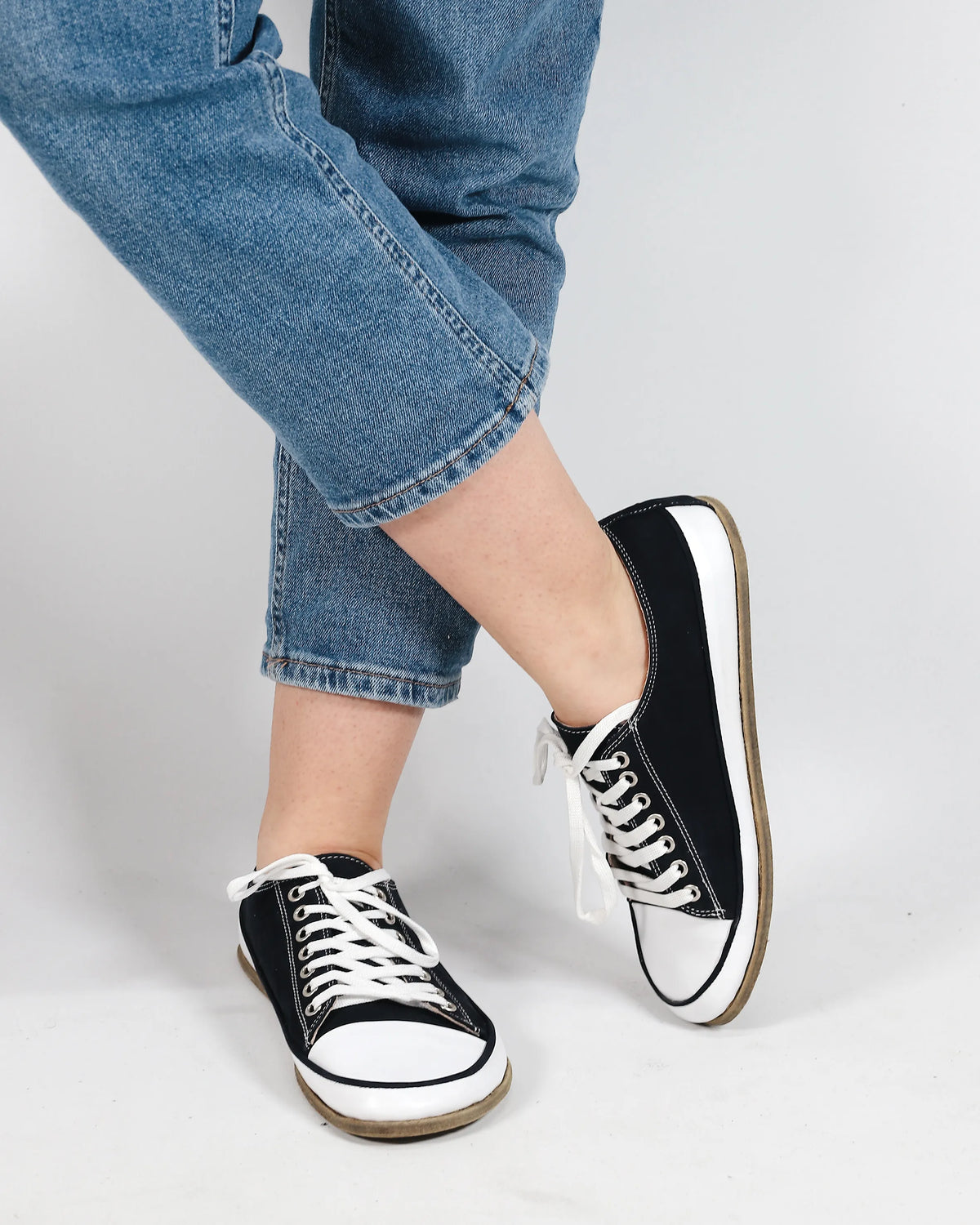 Nubuck Barefoot Converse Shoes – Classic Sole — Leather Sole – Black