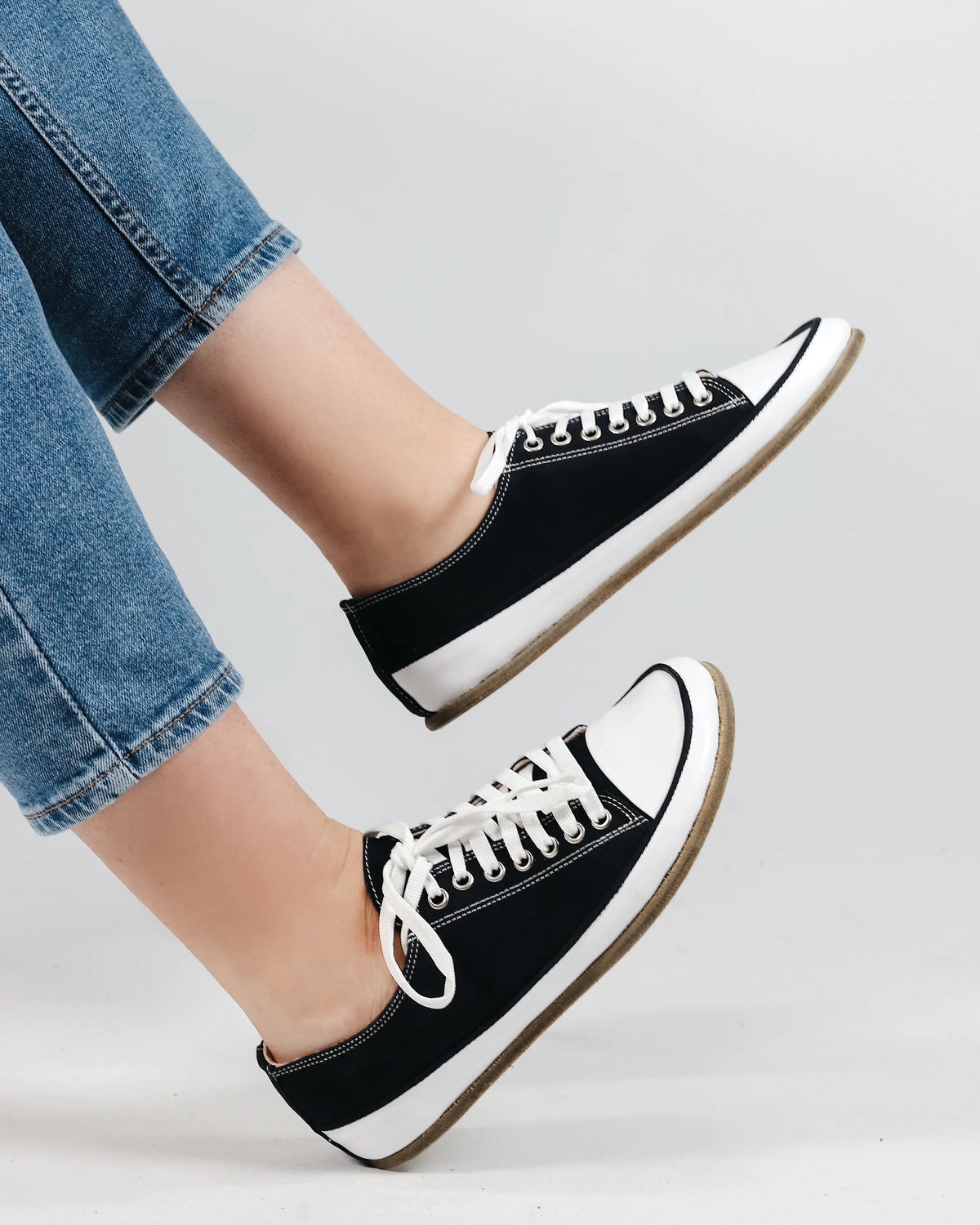 Nubuck Barefoot Converse Shoes – Classic Sole — Leather Sole – Black