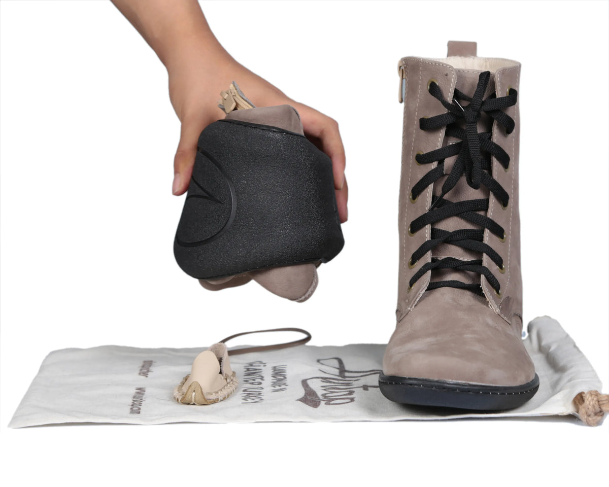 Nubuck Barefoot Long Boots Shoes – 6mm Rubber Sole – Smoked