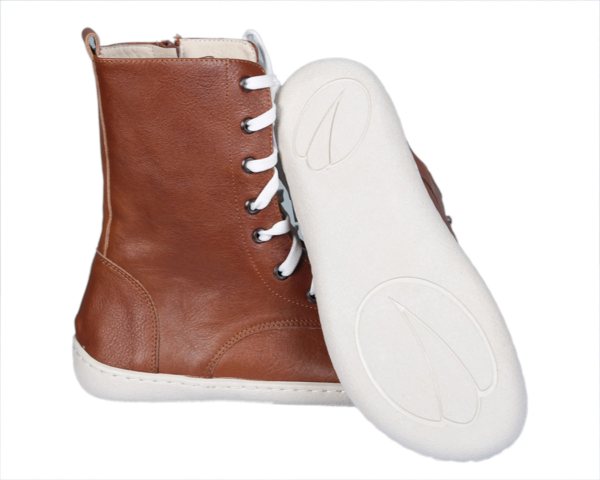 Smooth Barefoot Long Boots Shoes – 6mm Rubber Sole – Brown
