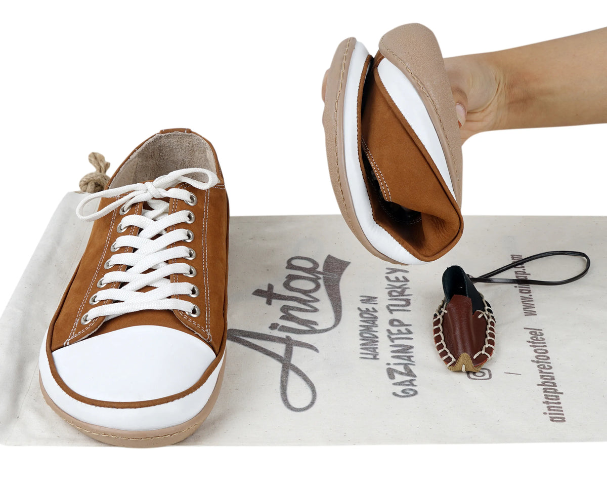 Nubuck Barefoot Converse Shoes – 6mm Rubber Sole – Tan