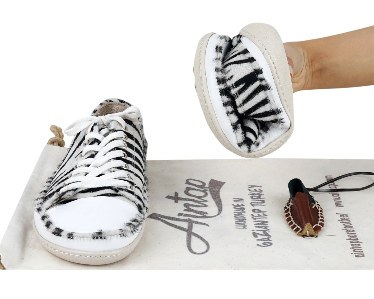 Hair Barefoot Converse Shoes – 6mm Rubber Sole – Zebra