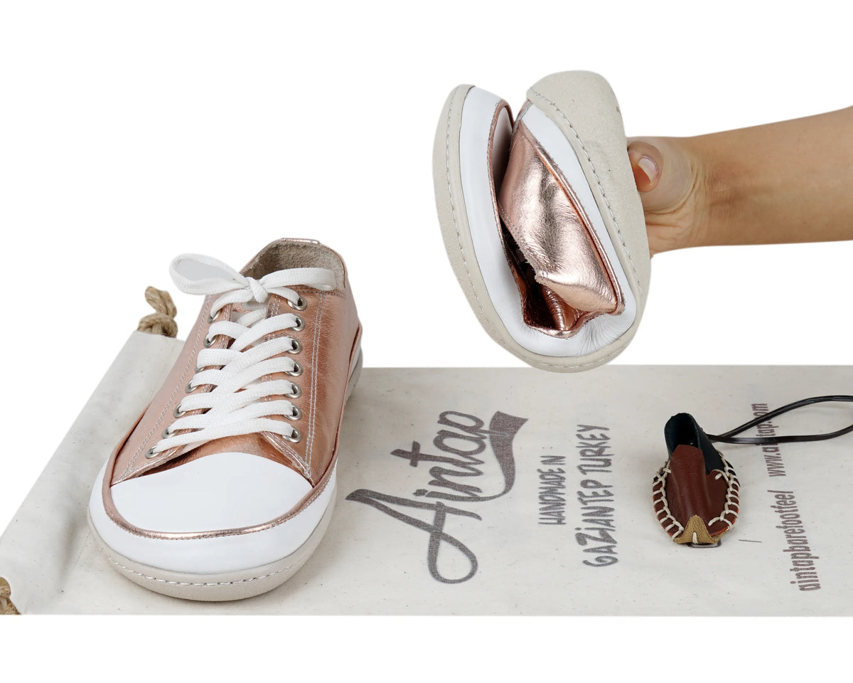 Bright Barefoot Converse Shoes – 6mm Rubber Sole – Rose Gold