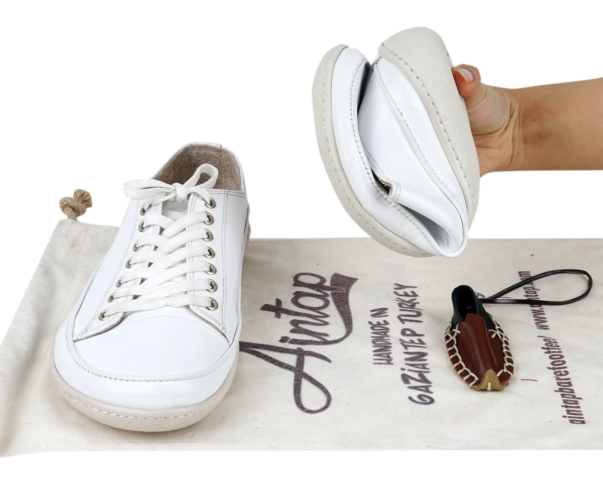 Smooth Barefoot Converse Shoes – 6mm Rubber Sole – Full White