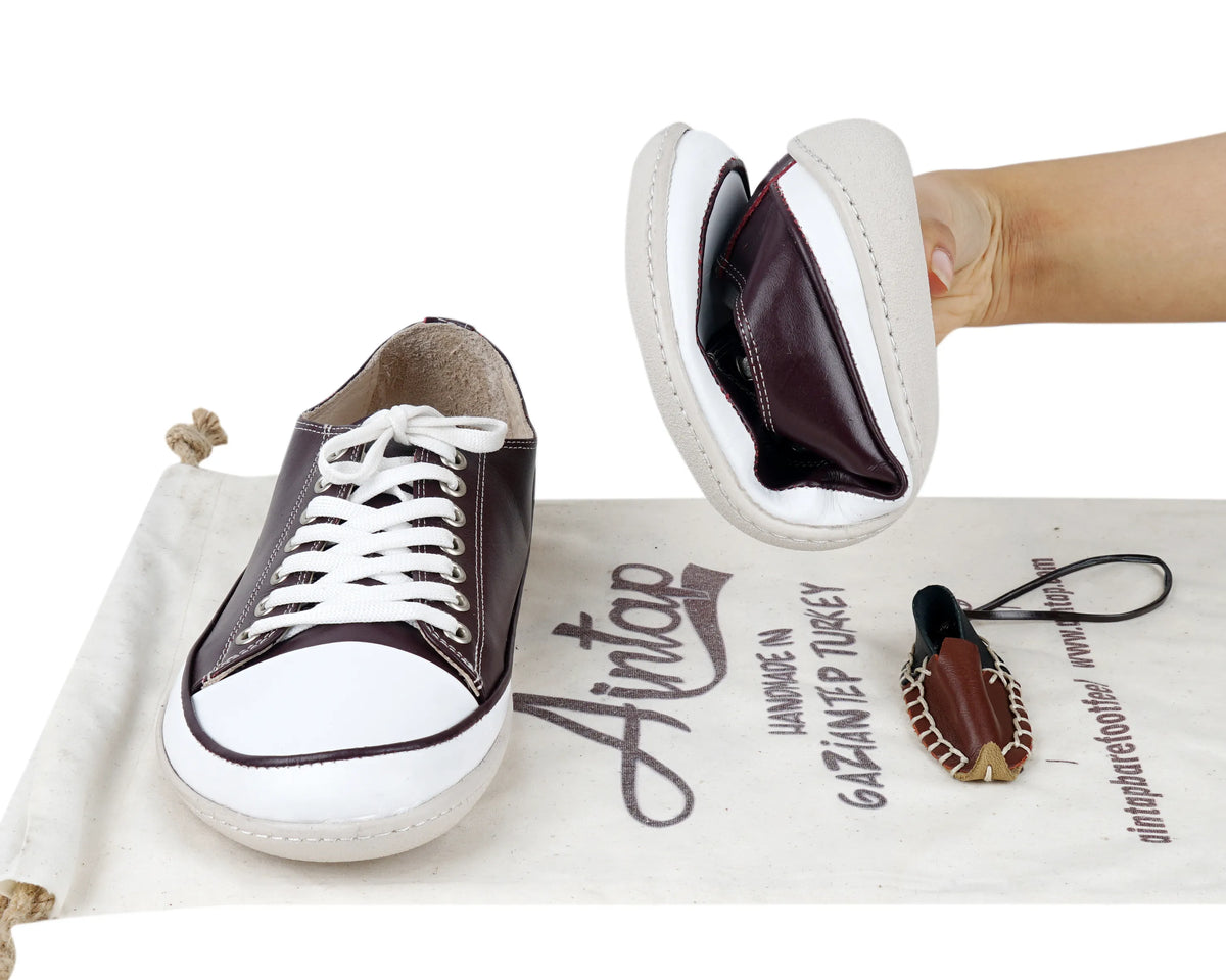 Smooth Barefoot Converse Shoes – 6mm Rubber Sole – Burgundy