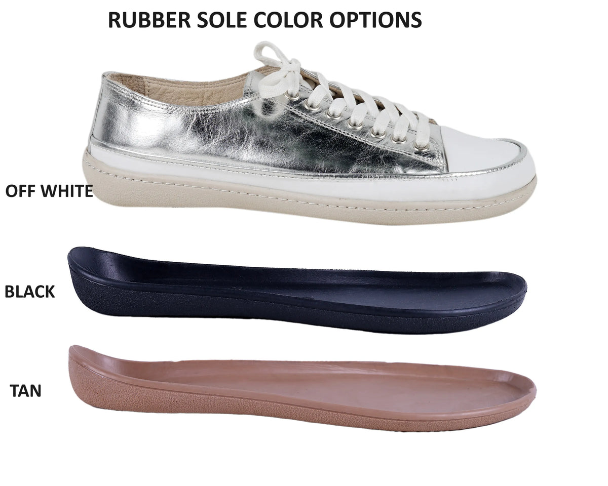 Bright Barefoot Converse Shoes – 6mm Rubber Sole – Silver