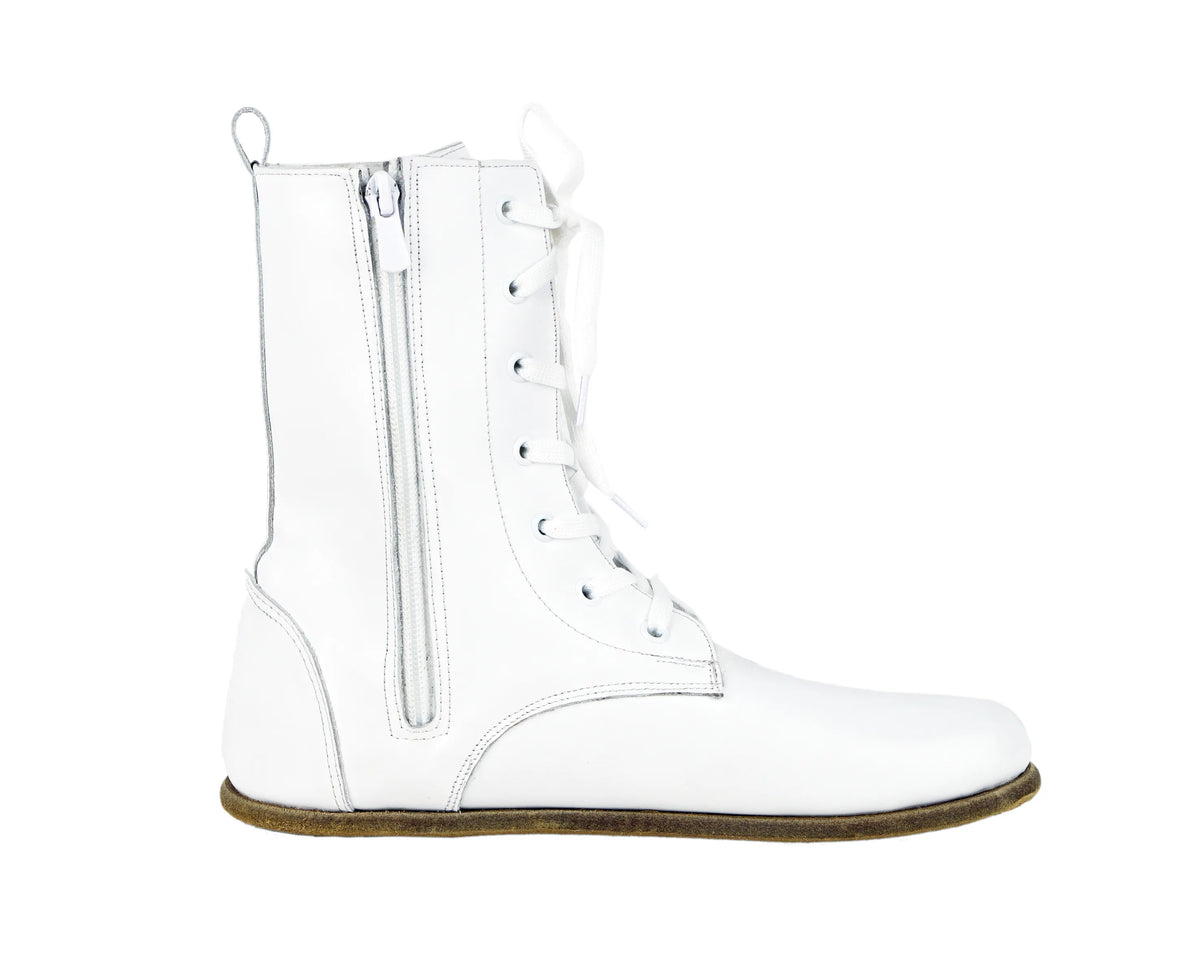 Smooth Barefoot Shearling Long Boots Shoes – Classic Sole — Leather Sole – White