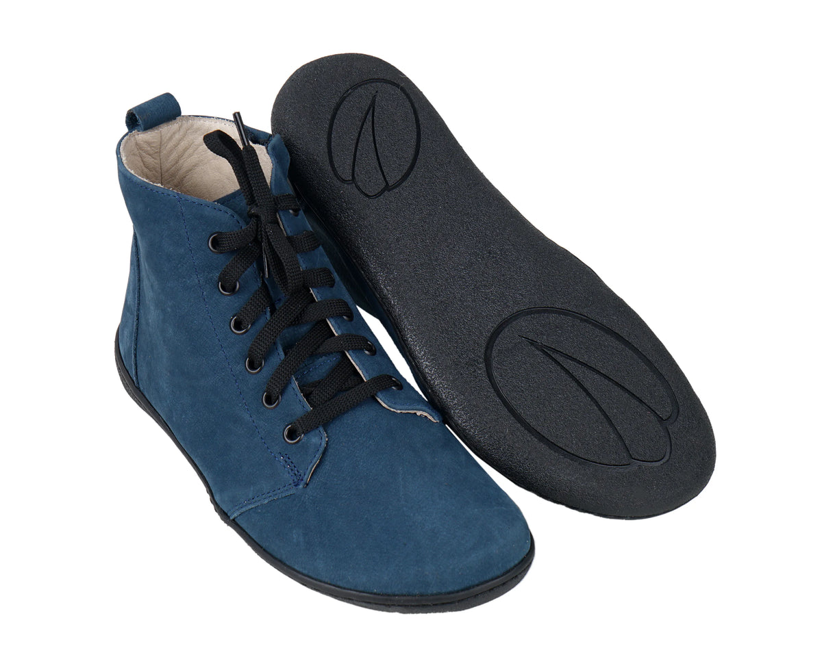 Nubuck Barefoot Laces Short Boots Shoes – 6mm Rubber Sole – Jeans