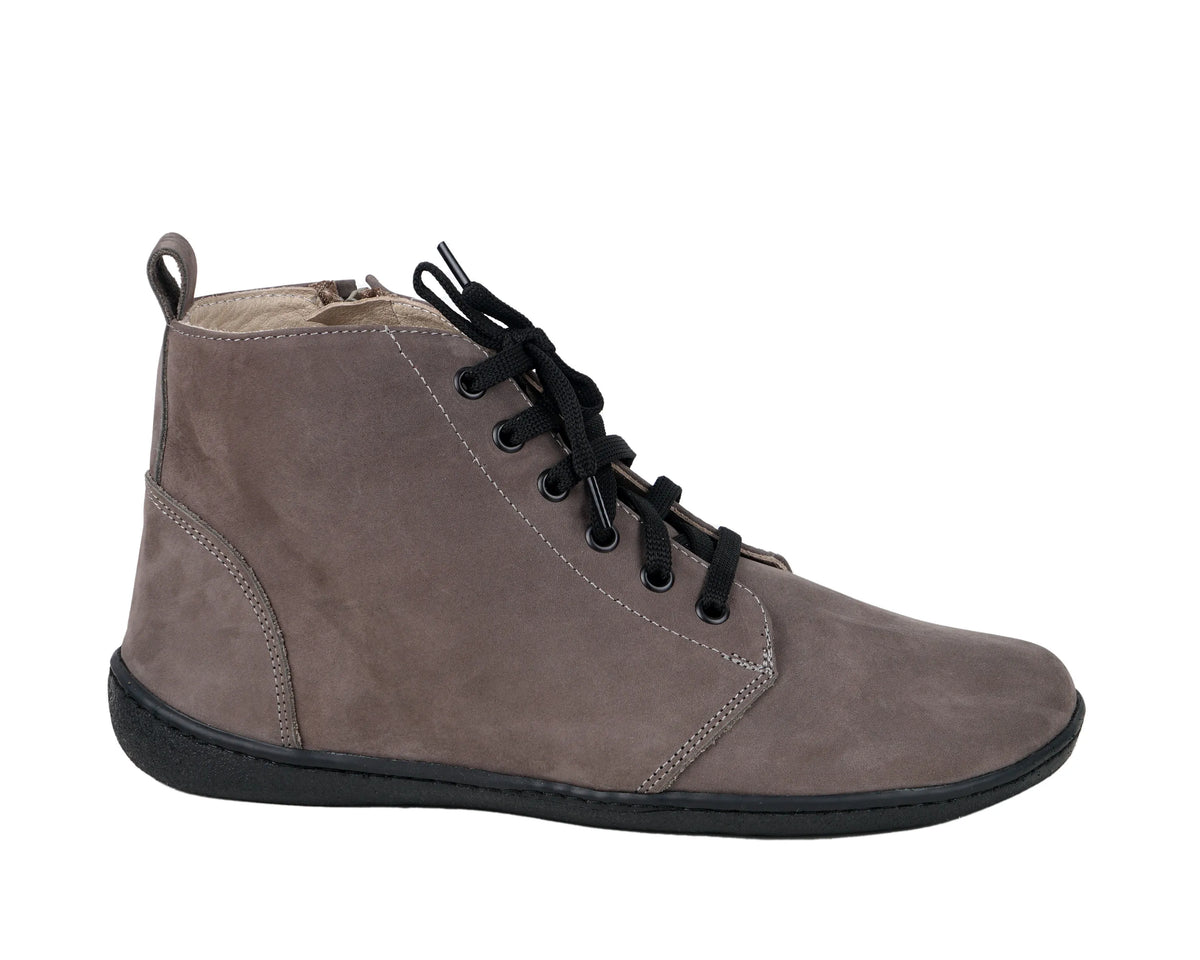 Nubuck Barefoot Laces Short Boots Shoes – 6mm Rubber Sole – Gray
