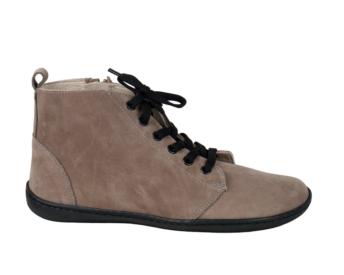 Nubuck Barefoot Laces Short Boots Shoes – 6mm Rubber Sole – Smoked