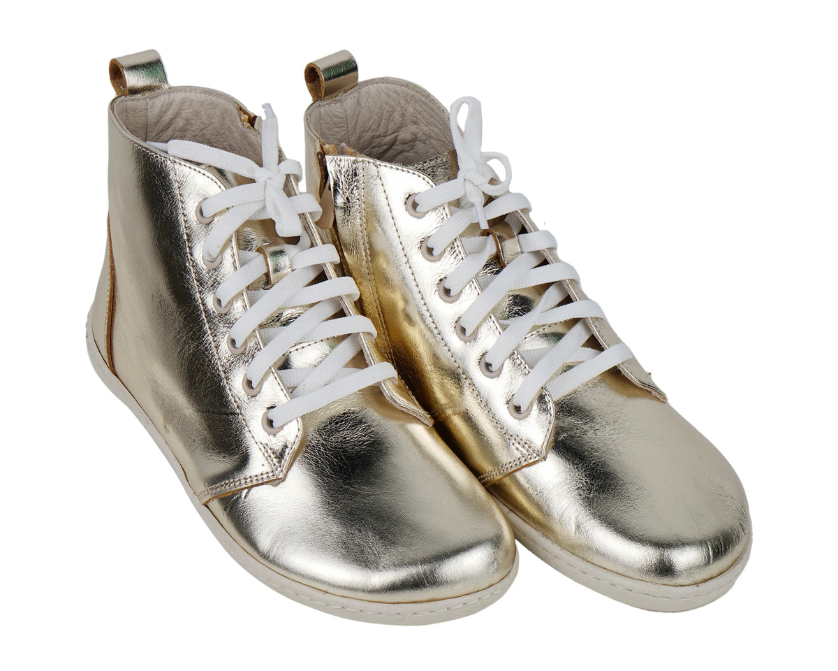 Bright Barefoot Laces Short Boots Shoes – 6mm Rubber Sole – Gold
