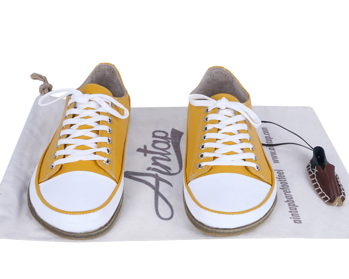 Smooth Barefoot Converse Shoes – Classic Sole — Leather Sole – Mustard