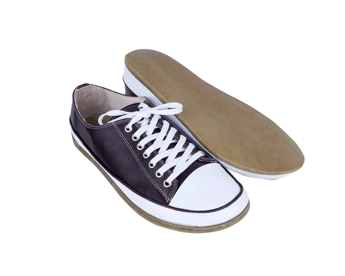 Smooth Barefoot Converse Shoes – Classic Sole — Leather Sole – Dark Brown