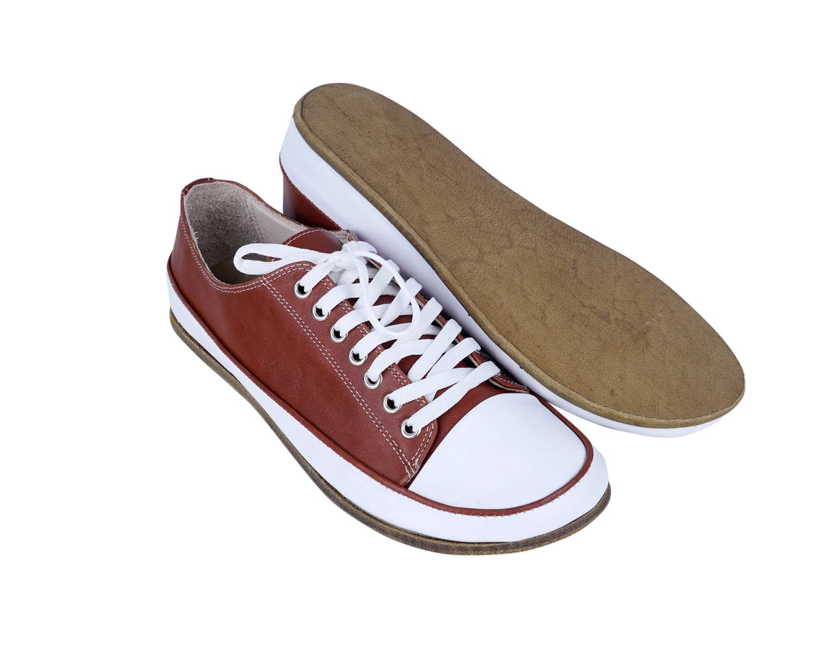 Smooth Barefoot Converse Shoes – Classic Sole — Leather Sole – Brown