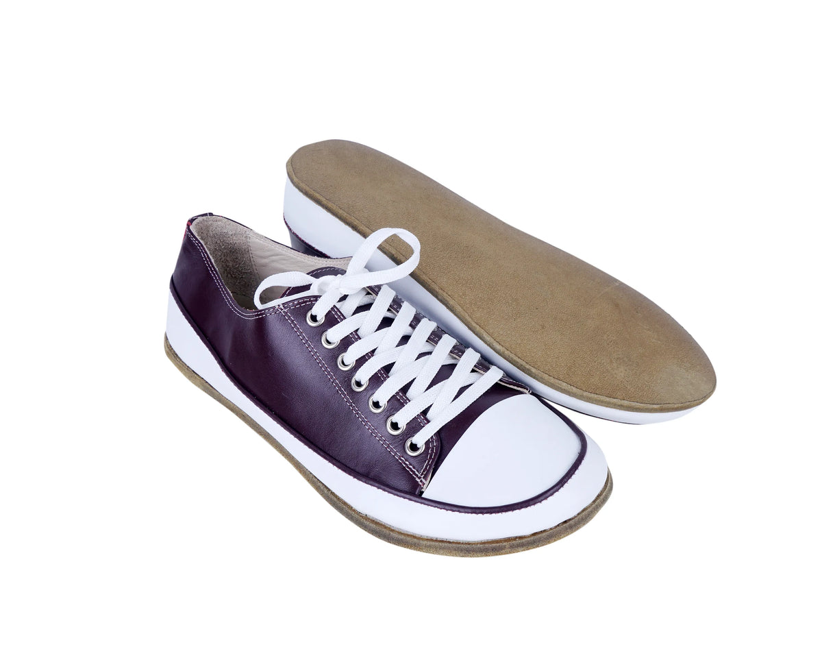 Smooth Barefoot Converse Shoes – Classic Sole — Leather Sole – Burgundy