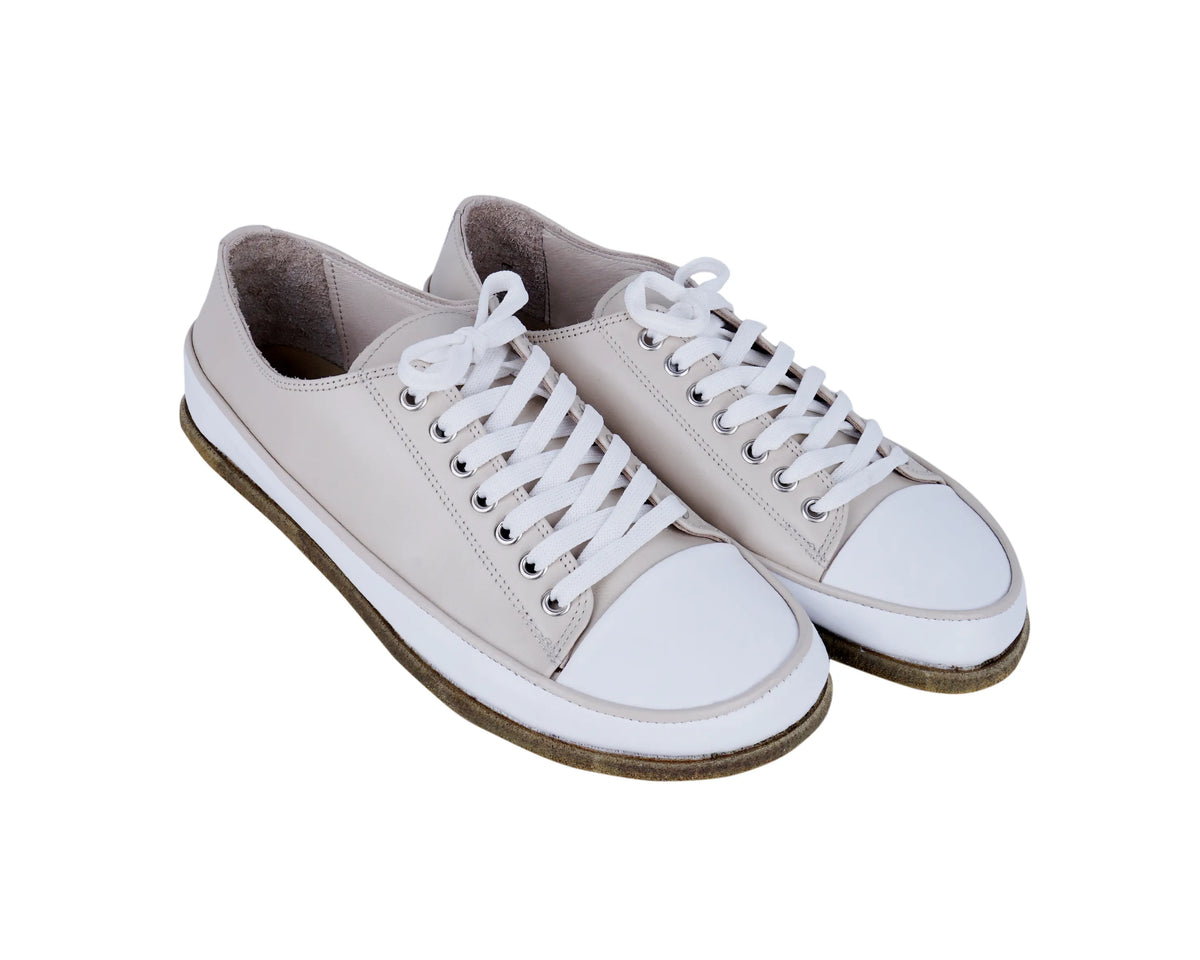 Smooth Barefoot Converse Shoes – Classic Sole — Leather Sole – Cream