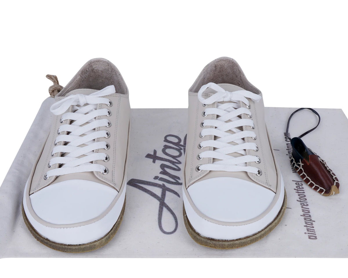 Smooth Barefoot Converse Shoes – Classic Sole — Leather Sole – Cream