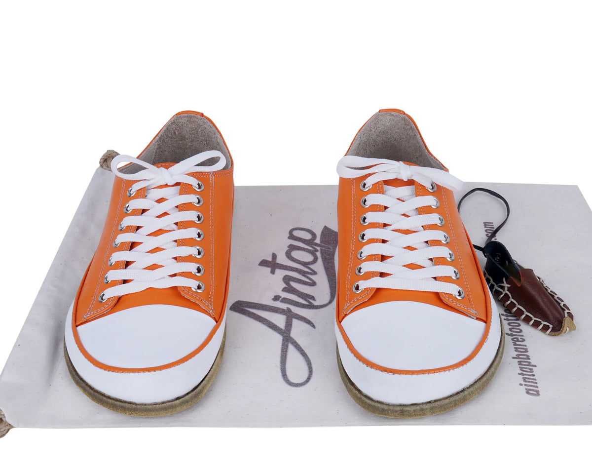 Smooth Barefoot Converse Shoes – Classic Sole — Leather Sole – Orange