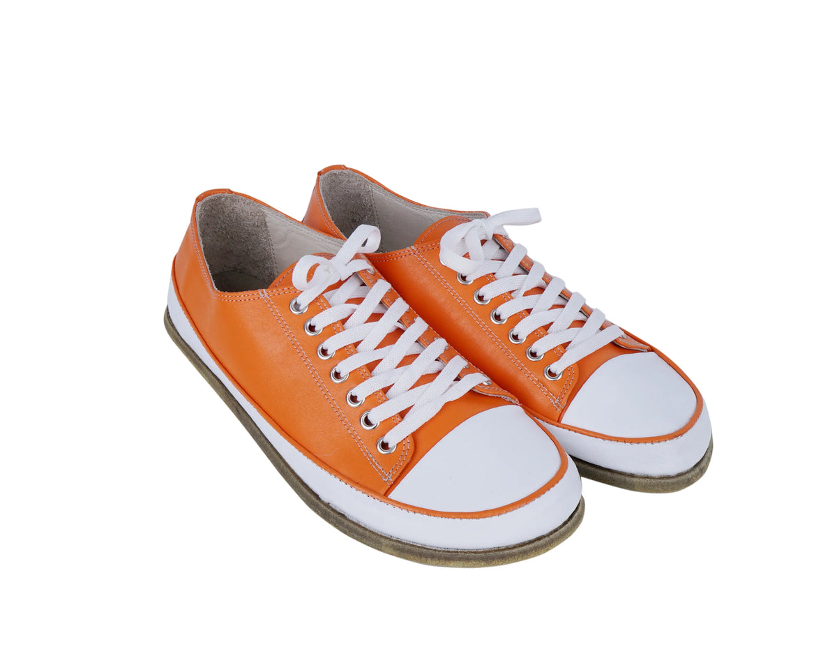 Smooth Barefoot Converse Shoes – Classic Sole — Leather Sole – Orange