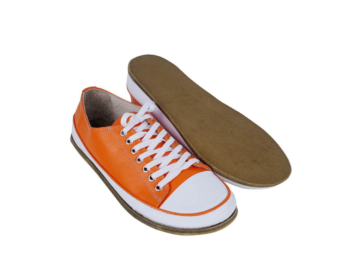Smooth Barefoot Converse Shoes – Classic Sole — Leather Sole – Orange