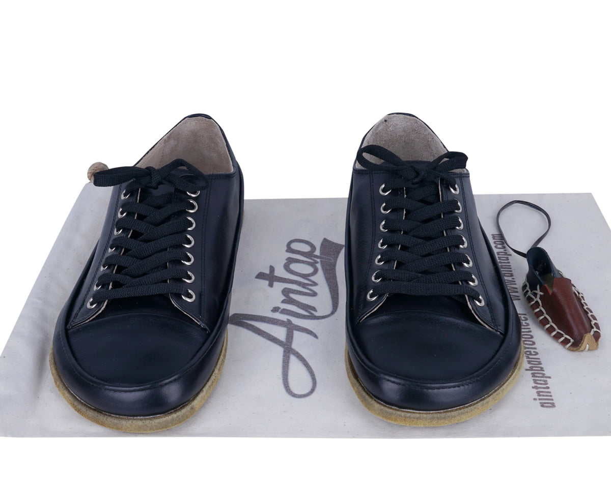 Smooth Barefoot Converse Shoes – Classic Sole — Leather Sole – Full Black