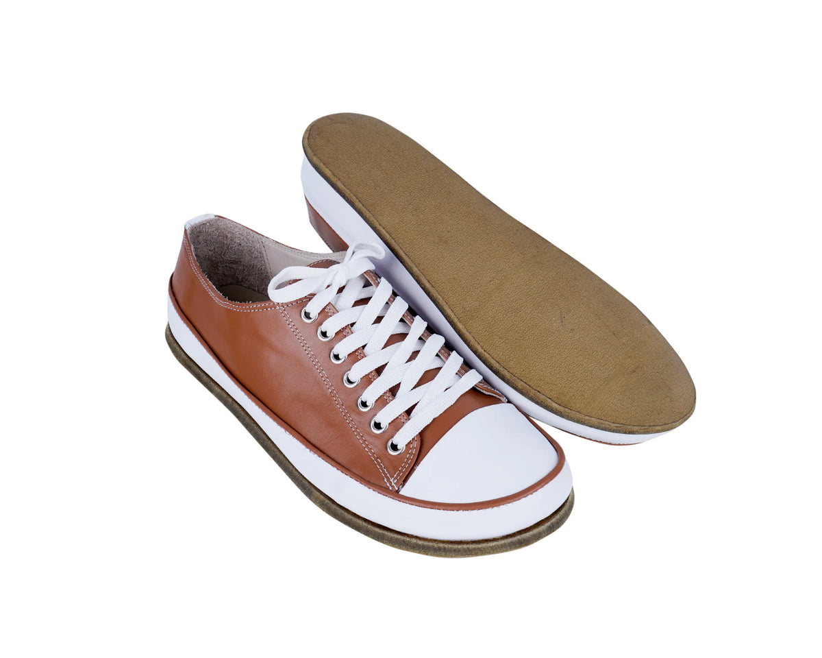 Smooth Barefoot Converse Shoes – Classic Sole — Leather Sole – Tan