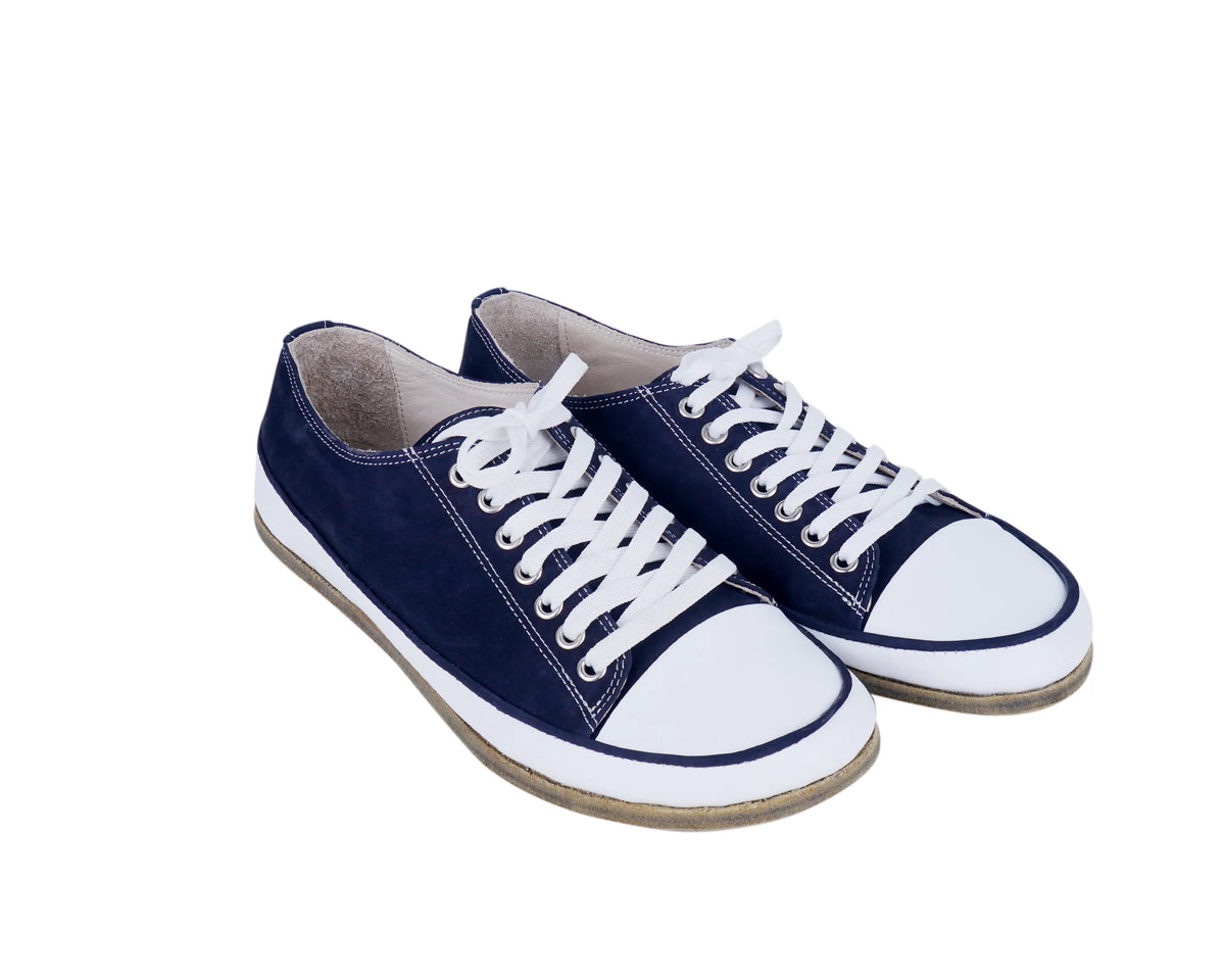 Nubuck Barefoot Converse Shoes – Classic Sole — Leather Sole – Navy Blue