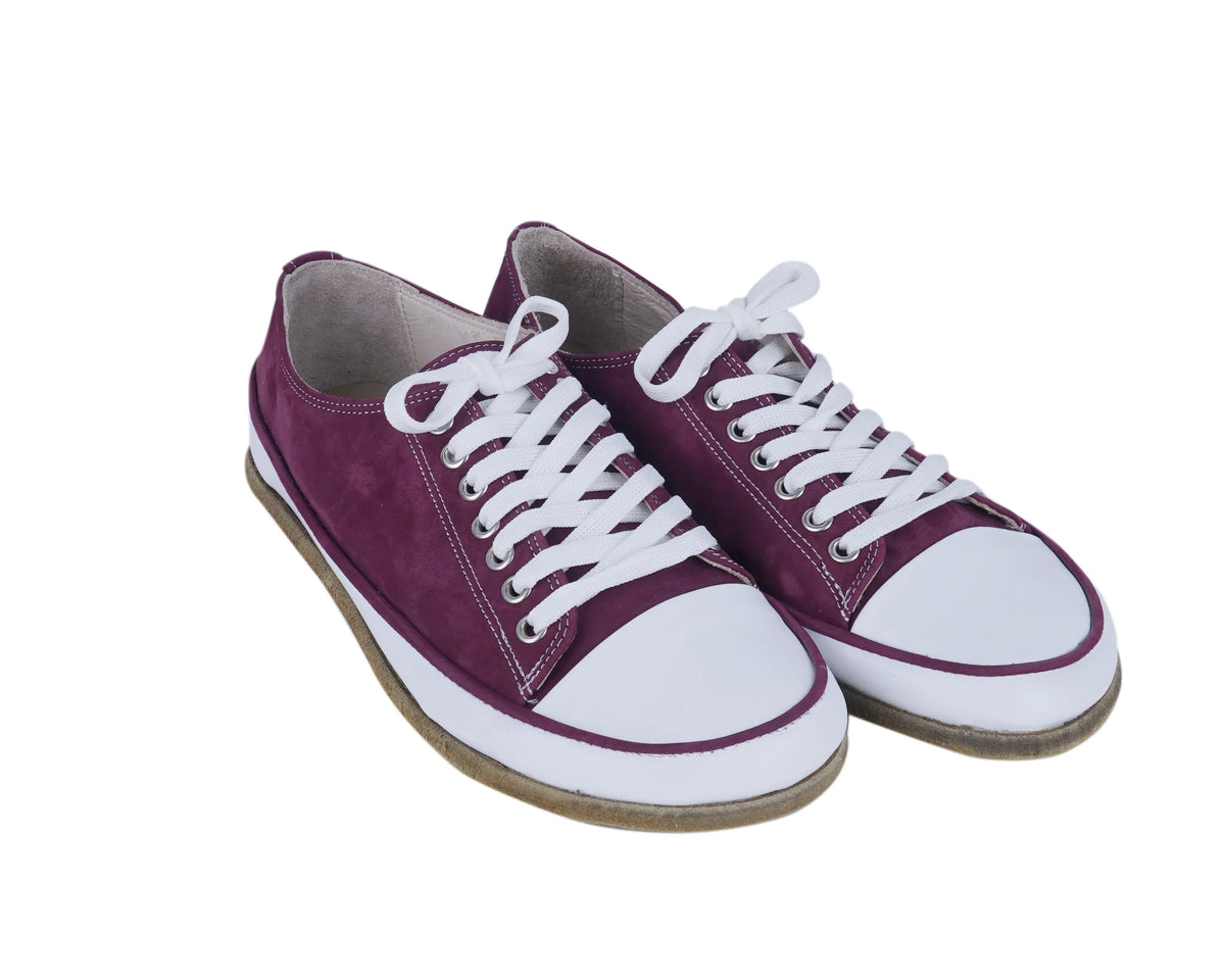 Nubuck Barefoot Converse Shoes – Classic Sole — Leather Sole – Burgundy